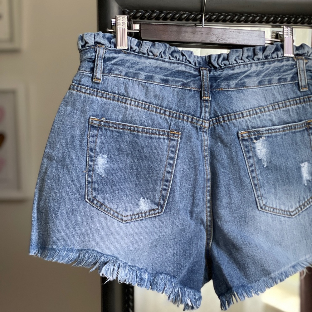 LAST ONE Paper Bag High Waist Denim Shorts - Picture 7 of 9